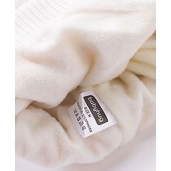 Babyhug Pom Pom Woollen Cap Chevron Design Medium Size - White