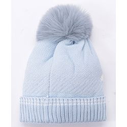 Babyhug Pom Pom Woollen Cap Car Design Medium Size - Blue