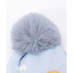 Babyhug Pom Pom Woollen Cap Car Design Medium Size - Blue