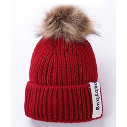 Babyhug Pom Pom Woollen Cap Gloves and Muffler Set Small Size - Red