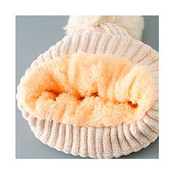 Babyhug Woollen Cap Kitten Embroidery & Applique with Pom Pom - Beige