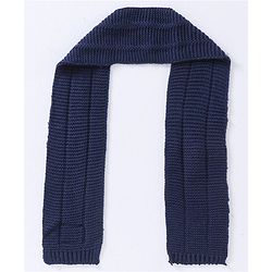 Babyhug Pom Pom Woollen Cap Gloves and Muffler Set Medium Size -  Navy Blue