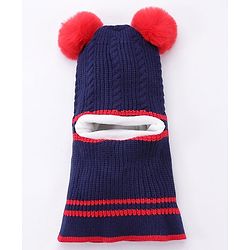Babyhug Woollen Cap With Pompom & Gloves - Navy Blue