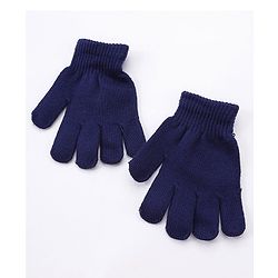 Babyhug Woollen Cap With Pompom & Gloves - Navy Blue
