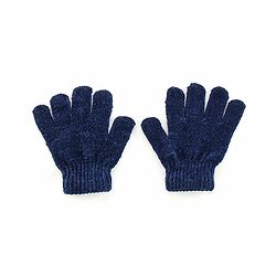 Babyhug Woollen Cap With Muffler & Gloves Solid Colour - Navy Blue