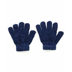 Babyhug Woollen Cap With Muffler & Gloves Solid Colour - Navy Blue