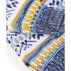 Babyhug 100% Cotton Knit Full Sleeves High Neck Sweaters with Argyle Design - Navy