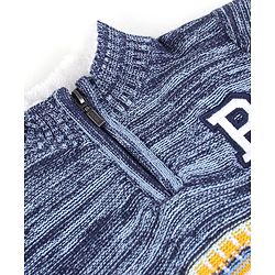 Babyhug 100% Cotton Knit Full Sleeves High Neck Sweaters with Argyle Design - Navy
