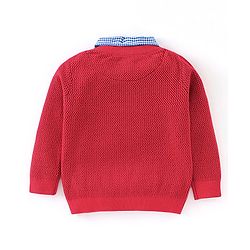 Babyhug Cotton Full Sleeves Solid Knit Pullover Sweater - Red