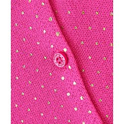 Babyhug 100% Cotton Knit Full Sleeves Dots Printed Woollen Dress - Pink