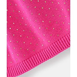 Babyhug 100% Cotton Knit Full Sleeves Dots Printed Woollen Dress - Pink