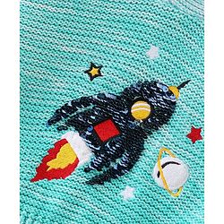 Babyhug Cotton Knit Full Sleeves Sweater with Sequin Design - Blue