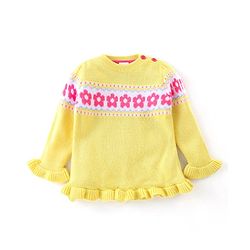 Babyhug Full Sleeves Sweater  Floral Design - Yellow