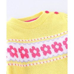Babyhug Full Sleeves Sweater  Floral Design - Yellow