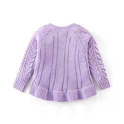 Babyhug Knit Full Sleeves Sweater With Cable Knit Design - Lavender