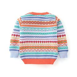 Babyhug 100% Cotton Full Sleeves Chevron Design Sweater - Multicolor