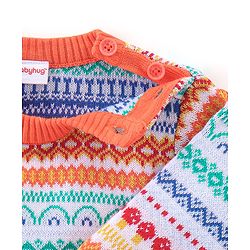 Babyhug 100% Cotton Full Sleeves Chevron Design Sweater - Multicolor