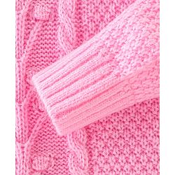 Babyhug Full Sleeves Cable Knit Design Sweater - Light Pink