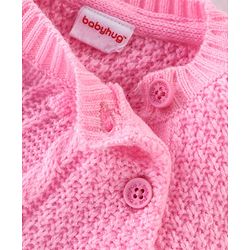 Babyhug Full Sleeves Cable Knit Design Sweater - Light Pink