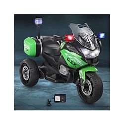 Babyhug Battery Operated Three Wheel Ride on Bike  Green | With Music & Lights| Pre-loaded Music with USB & AUX| Easy to Assemble| Comfortable Seat| Easy to Operate| Rechargeable Battery