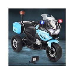 Babyhug Battery Operated Three Wheel Ride on Bike - Blue| With Music & Lights| Pre-loaded Music with USB & AUX| Easy to Assemble| Comfortable Seat| Easy to Operate| Rechargeable Battery