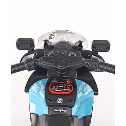 Babyhug Battery Operated Three Wheel Ride on Bike - Blue| With Music & Lights| Pre-loaded Music with USB & AUX| Easy to Assemble| Comfortable Seat| Easy to Operate| Rechargeable Battery