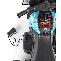 Babyhug Battery Operated Three Wheel Ride on Bike - Blue| With Music & Lights| Pre-loaded Music with USB & AUX| Easy to Assemble| Comfortable Seat| Easy to Operate| Rechargeable Battery