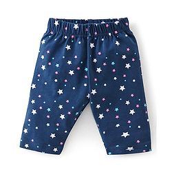 Babyhug Cotton Lycra Three Fourth Length Leggings Star Print Pack Of 3 - Blue & Pink