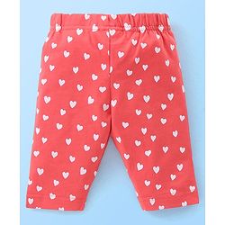 Babyhug Cotton Three Fourth Lycra Leggings Floral & Hearts Print Pack Of 3- Blue White & Red