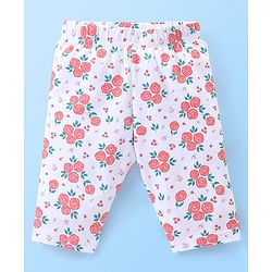 Babyhug Cotton Three Fourth Lycra Leggings Floral & Hearts Print Pack Of 3- Blue White & Red