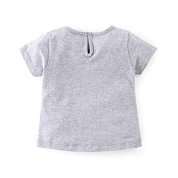 Babyhug Cotton Knit Half Sleeves Night Suit with Kitty Print - Grey Melange & Pink