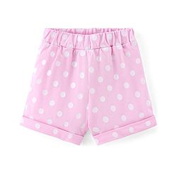 Babyhug Cotton Knit Half Sleeves Night Suit with Kitty Print - Grey Melange & Pink