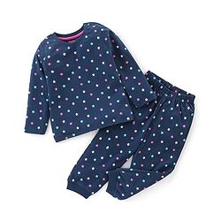 Babyhug Cotton Knit Full Sleeves Night Suit Star Print - Navy Blue