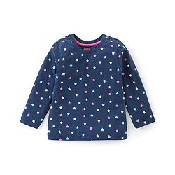 Babyhug Cotton Knit Full Sleeves Night Suit Star Print - Navy Blue