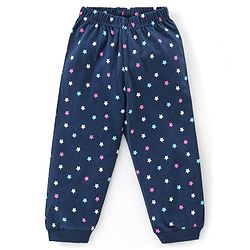 Babyhug Cotton Knit Full Sleeves Night Suit Star Print - Navy Blue
