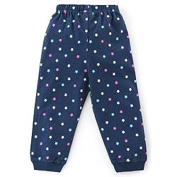 Babyhug Cotton Knit Full Sleeves Night Suit Star Print - Navy Blue