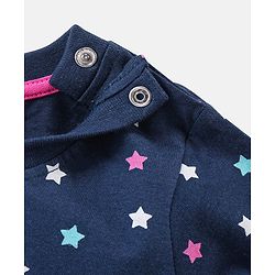 Babyhug Cotton Knit Full Sleeves Night Suit Star Print - Navy Blue