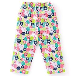Babyhug Cotton Knit Half Sleeves Night Suit Toucan Print - Navy Blue & White