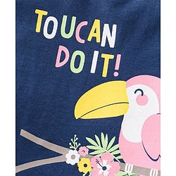 Babyhug Cotton Knit Half Sleeves Night Suit Toucan Print - Navy Blue & White