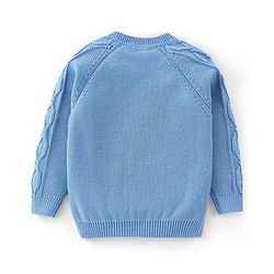 Babyhug 100% Cotton Full Sleeves Pullover Cable Knit Design Sweaters - Light Blue