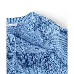 Babyhug 100% Cotton Full Sleeves Pullover Cable Knit Design Sweaters - Light Blue