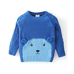 Babyhug Full Sleeves Sweater Puppy Design- Blue