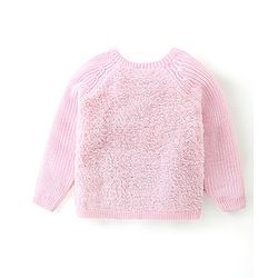Babyhug Full Sleeves Front Open Sweaters With Bow Applique - Pink