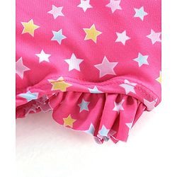 Babyhug Sleeveless V Cut Swimsuit Star Print - Pink