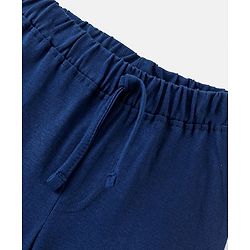 Babyhug Cotton Jersey Knit Knee Length Shorts Text Print - Navy Blue
