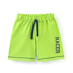 Babyhug Cotton Jersey Knit Mid Thigh Length Shorts Text Print- Lime