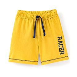Babyhug Cotton Jersey Knit Mid Thigh Length Shorts Text Print- Yellow