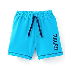 Babyhug Cotton Jersey Knit Mid Thigh Length Shorts Racer Print - Blue