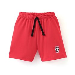 Babyhug Cotton Jersey Knit Mid Thigh Length Shorts Soccer Ball Print - Red