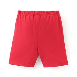 Babyhug Cotton Jersey Knit Mid Thigh Length Shorts Soccer Ball Print - Red
